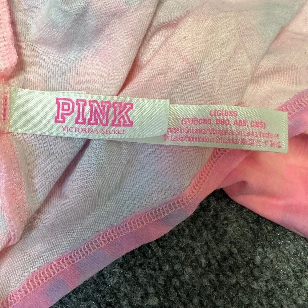 PINK Tube Top Womens Size L Pink Purple Tie Dye Strapless Cropped Stretch Summer